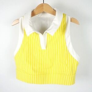 Solid & Striped Yellow Polo Longline The Allie Sports Bra Tenniscore W Sz Small